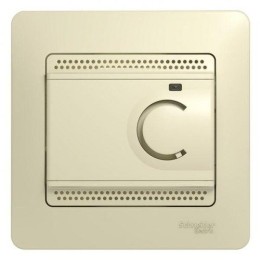 GSL000238 SE | Термостат Glossa электронный для теплого пола с датчиком +5град.C +50град.C 10А в сборе беж. Schneider